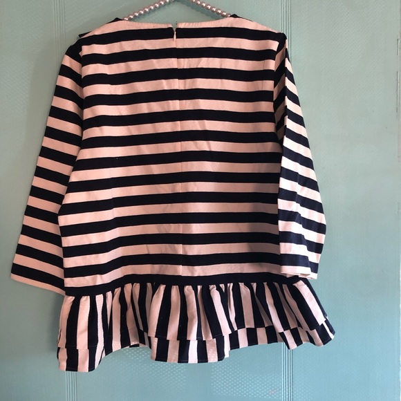 J crew navy and cream ruffle top - Picture 5 of 6